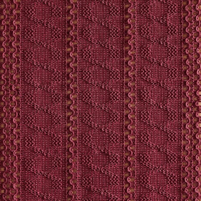 Macrame Style Boho Table Runner, 12x108 Inch Burgundy | Woven Boho Table Runner - Image 6