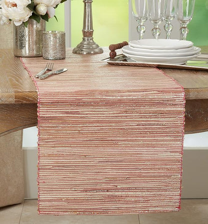 Saro Lifestyle Melaya Collection Shimmering Woven Nubby Table Runner - Image 4