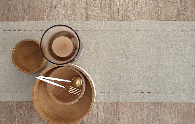 Solino Home 100% Pure Linen Dining Table Runner Natural Woven, 14 x 72 in | - Image 3