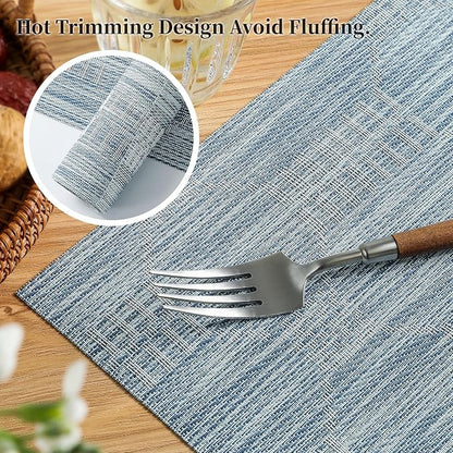 Leetaltree Jacquard Blue Placemats Set of 8 - Image 3