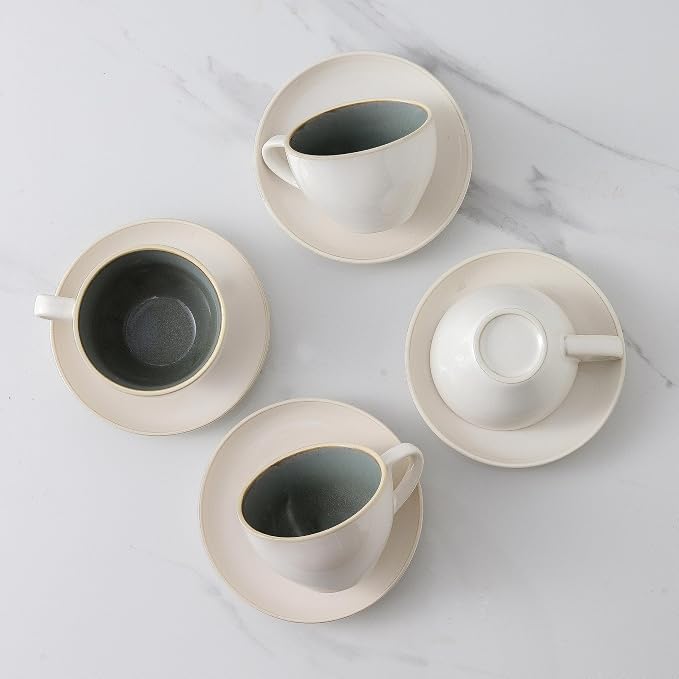 Stackable Cappuccino Cup Set of 4 Activated-Glazed Ceramic Coffee Cup | Ceramic - Image 9