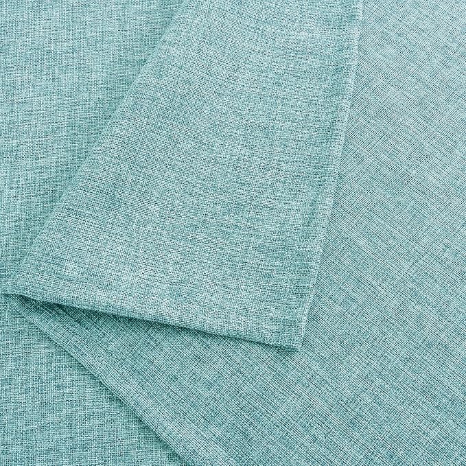 Hiasan Faux Linen Rectangle Tablecloth - Wrinkle and Stain Resistant Washable Table Cloth for Kitchen Dining Room Holiday Table Cover for Party Dinner, Aqua, 60 x 120 Inch