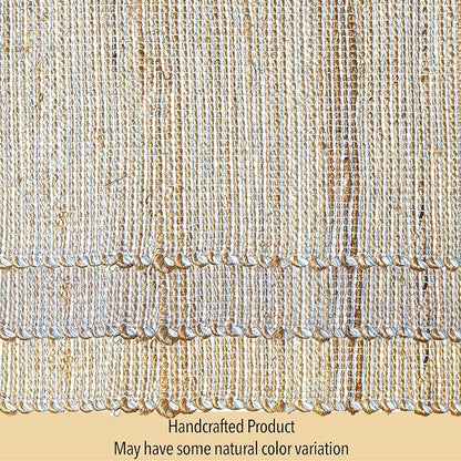 Natural Jute Table Runner, 13x90 Inch, Sky Blue-White | Vintage Boho Rustic - Image 6