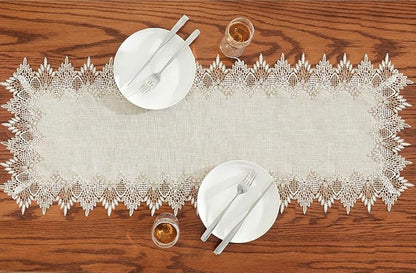 Natural Linen Table Runner 36 inches Beige Lace Coffee Table Runners | French - Image 3