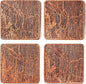 Portland Map Coaster by O3 Design Studio, Set Of 4, Sapele Wooden Coaster With City Map, Handmade