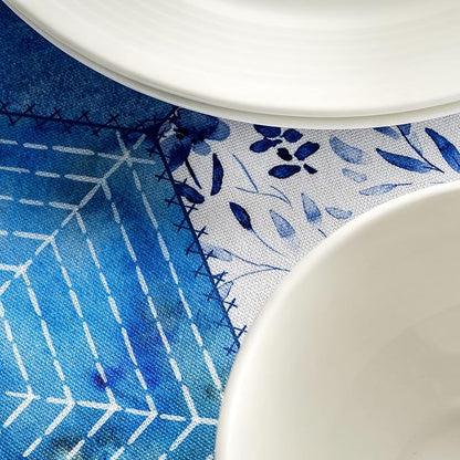 Maison d' Hermine Table Cloth Round Table 100% Cotton 63 Round Inches Tablecloth Reusable Decorative for Dining Room Farmhouse Home Valentines Day Decorations Spring Summer - Summer Blues