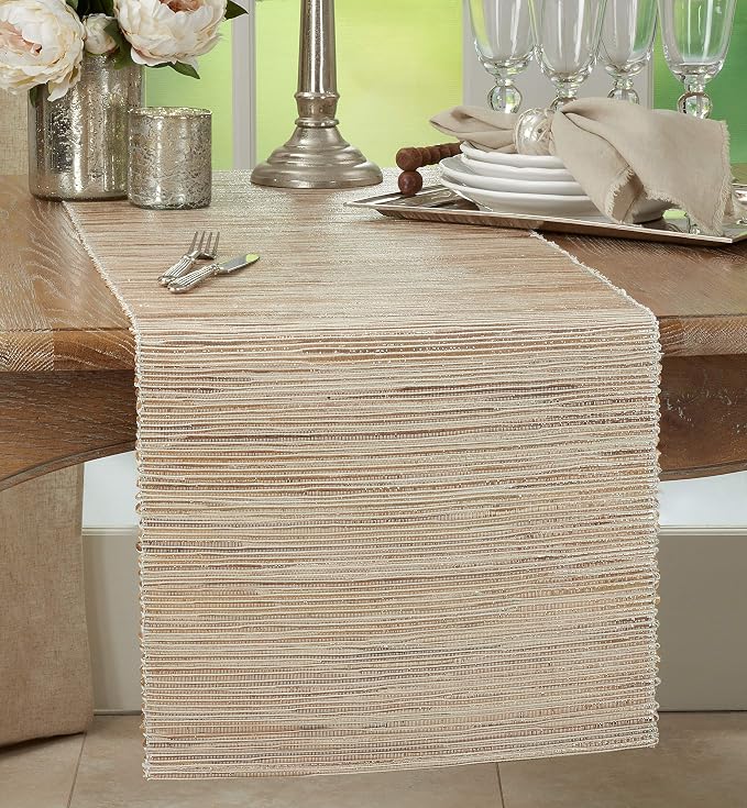 Saro Lifestyle Melaya Collection Shimmering Woven Nubby Table Runner - Image 3