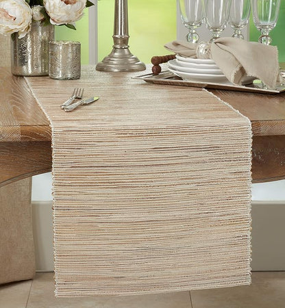 Saro Lifestyle Melaya Collection Shimmering Woven Nubby Table Runner - Image 3