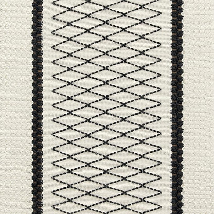 Macrame Style Bicolor Stitching Table Runner, 12 x 48 Inch Black Grid/Ivory - Image 6