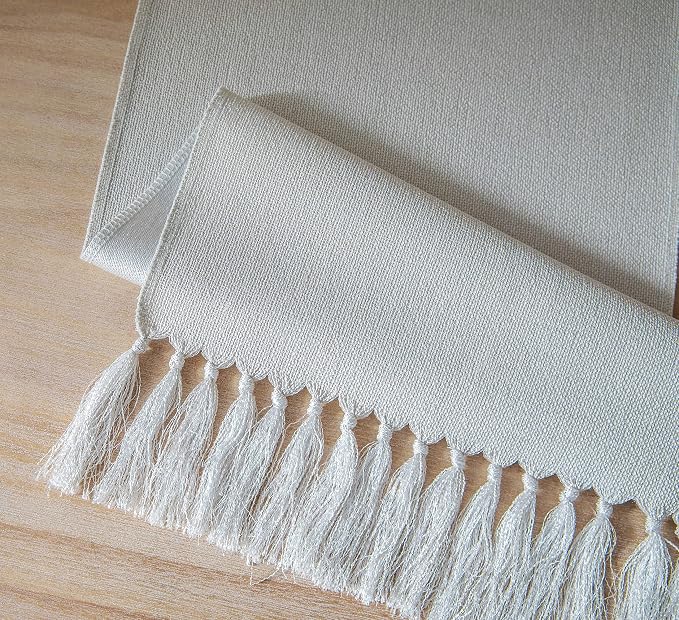 Light Grey Table Runners 108 Inches Long, Burlap Linen Style Rustic Farmhouse - Image 7