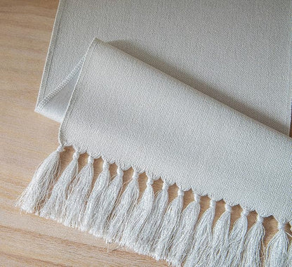 Light Grey Table Runners 108 Inches Long, Burlap Linen Style Rustic Farmhouse - Image 7