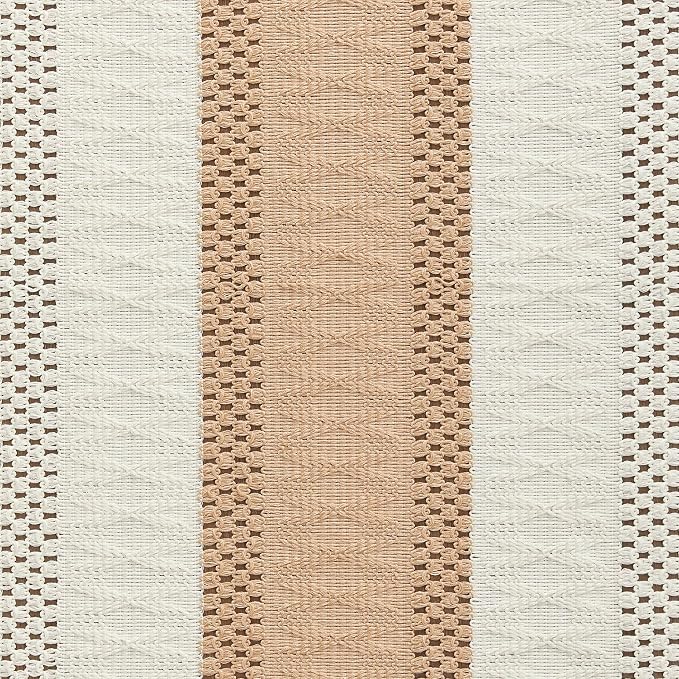 Macrame Style Bicolor Stitching Table Runner 14x72in Beige | Woven Boho Table - Image 6