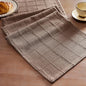 Linen Checked Farmhouse Table Runner, 13x72 Inches Cocoa Brown | Raised Grid by ZEEMARTONLINE