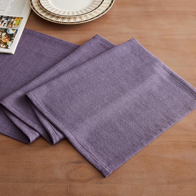 Rustic Cotton Linen Table Runner, 13x60 Inches Purple | Farmhouse Style Linen - Image 2
