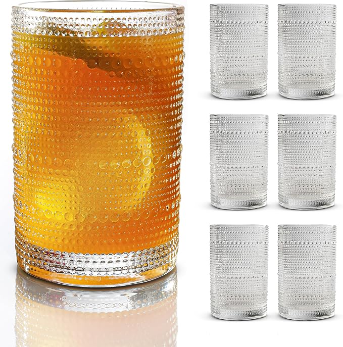 Hobnail Drinking Glasses, Vintage Glassware Set of 6, Vintage Drinking Glasses by BULK+PARADISE