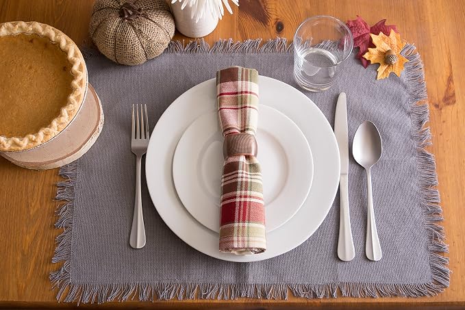 DII Everyday Collection, Fringed Solid Tabletop, Placemat Set, 6 Piece - Image 6