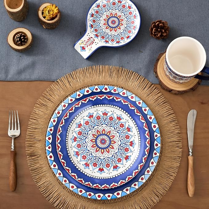 Bico Boho Totem Salad Plates Set of 4, 8.75 Inch Ceramic Dessert Plates - Image 6