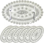 Sparkling Silver Diamond Placemats Bling Oval Place Mat Heat Elegant Table Decor for Weddings, Holidays, and Special Events (15x9 Inch)-6 PCS