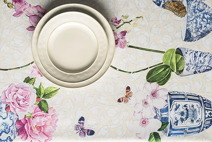 Maison d' Hermine Table Cloth Rectangle Table 100% Cotton 60 x 90 Inches Tablecloth Reusable Decorative for Dining Room Farmhouse Home Valentines Day Decorations Spring Summer - Canton
