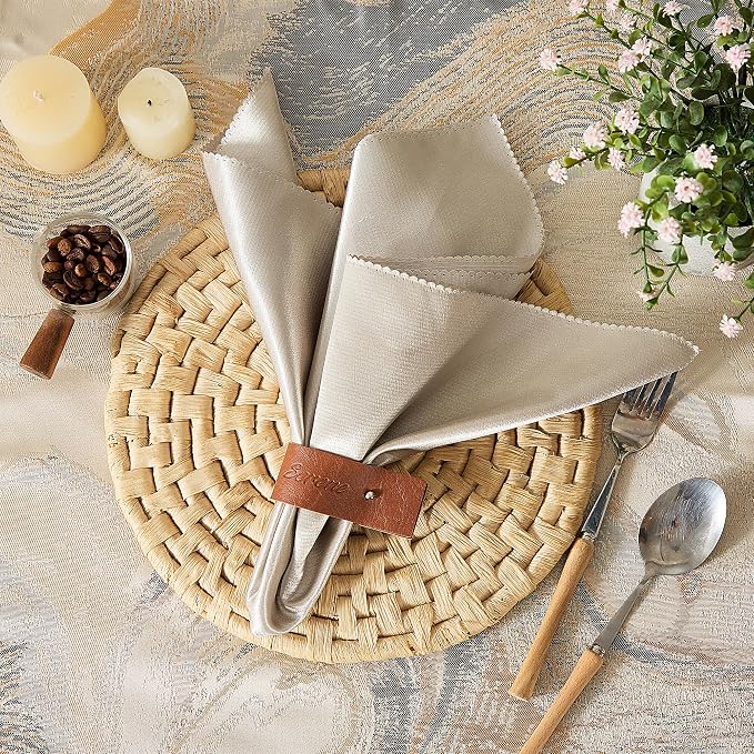 Reddish Brown Napkin Rings Set of 6 – Elegant Leather Napkin Ring Holders - Image 5