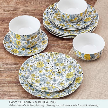 Pfaltzgtraff Vibrant Garden 12 Piece Floral Stoneware Dinnerware Plate Bowl - Image 5