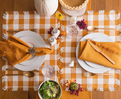 DII Everyday Collection, Fringed Solid Tabletop, Napkin Set, Pumpkin Spice - Image 8