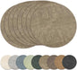 13" Round Placemats Set of 8, Reversible Faux Leather Heat Resistant Table Mats, Waterproof Oilproof Wipeable Table Protective Placemats for Vinyl, Washable for Indoor & Outdoor Use (8, Light Coffee)