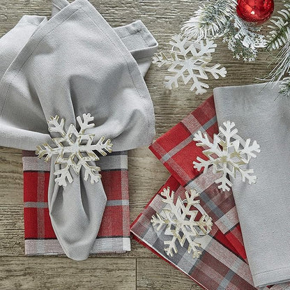 Park Designs White Snowflake Napkin Ring Set of 4 | Vintage Metal Holiday Napkin Holders with Distressed White Finish | Farmhouse Winter & Christmas Table Decor