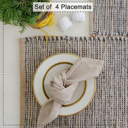 Natural Jute & Grey Placemats, 13x19 Inch Dining Table Placemats - Image 6