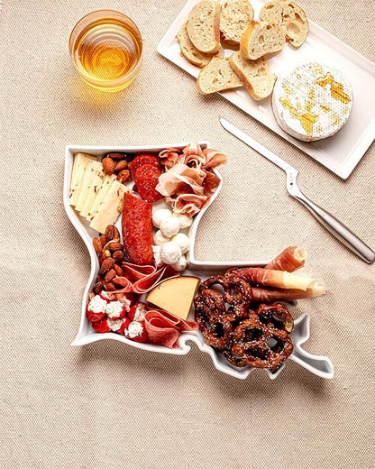 Louisiana Shaped Baking Dish, Serving Platter or Decorative Tray Charming Porcelain Bakeware Oven Microwave and Dishwasher Safe