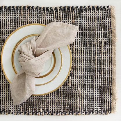 Natural Jute & Black Placemats, 13x19 Inch Dining Table Placemats - Image 9