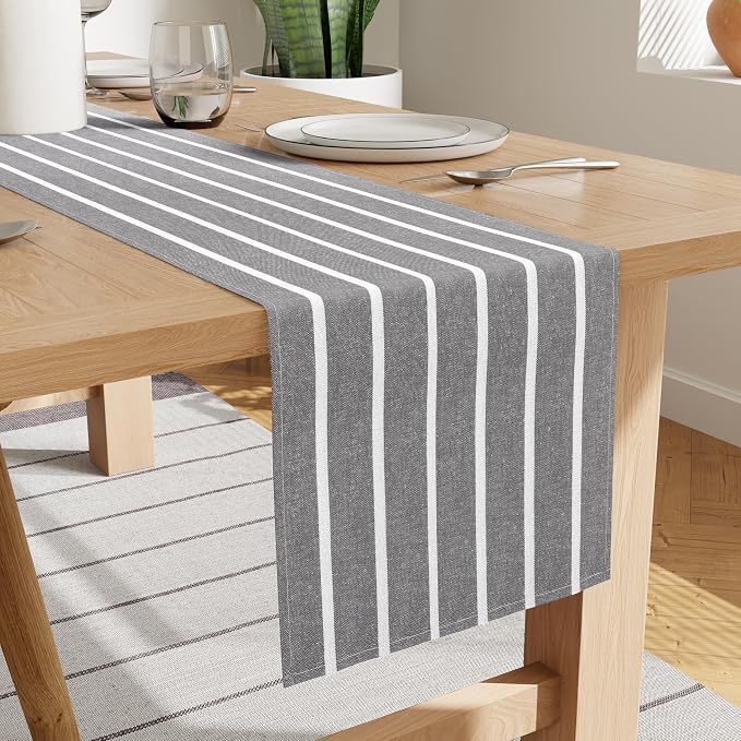 Encasa XO Table Runner, Woven Cotton Dining Runner 13"x118" Buffalo Beige by EncasaXO
