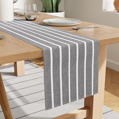 Encasa XO Table Runner, Woven Cotton Dining Runner 13"x118" Buffalo Beige by EncasaXO