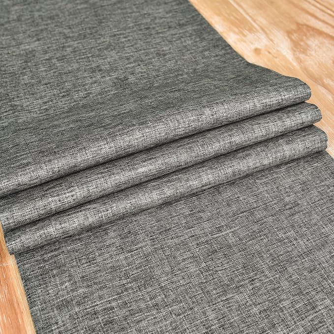 NEWISHER Farmhouse Rustic Faux Linen Dark Grey Table Runner 13x60inch | Dark - Image 5