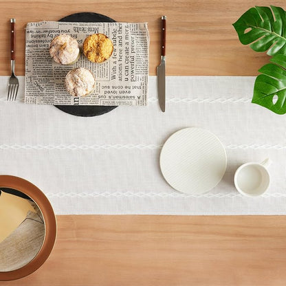 Braided Farmhouse Table Runner, Braided White 13x36 Inch, Cotton Linen Table - Image 4