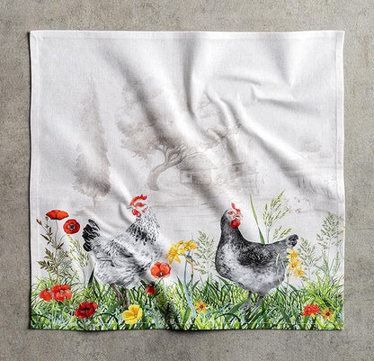 Maison d' Hermine Cloth Napkins Set of 4 100% Cotton Everyday Reusable Square Napkins Cloth Washable Dinner Party Wedding Restaurant Valentines Day Decorations Spring/Summer (Basse Cour, 20" x 20")
