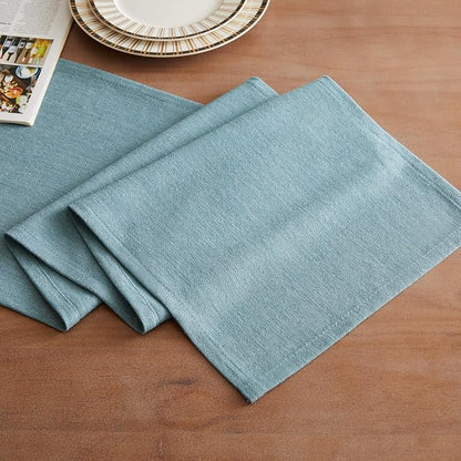 Rustic Cotton Linen Table Runner, 13x72 Inches River Blue | Farmhouse Style - Image 2
