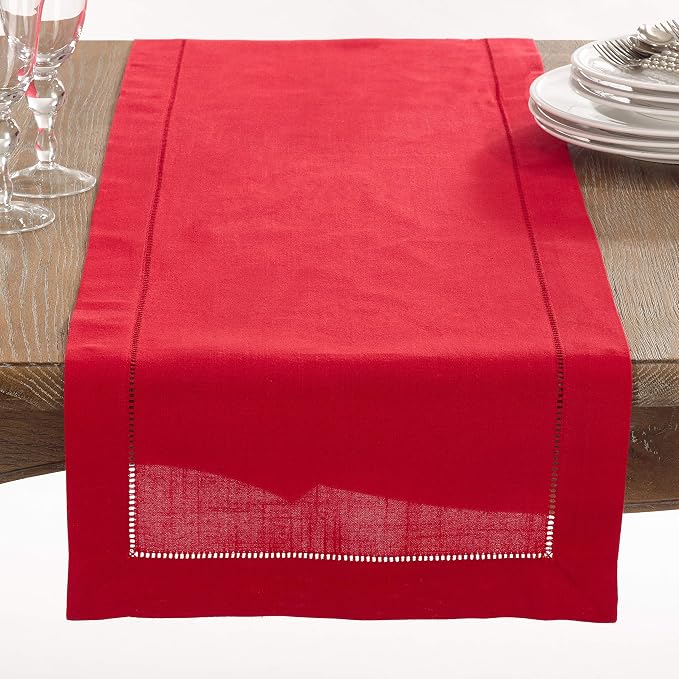 SARO LIFESTYLE Hemstitched Border Table Runner - Image 2