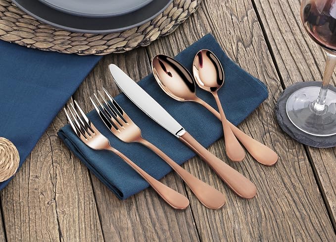 Artaste 56891 Rain 18/10 Stainless Steel Flatware 36-Piece Set, Copper Finish - Image 9
