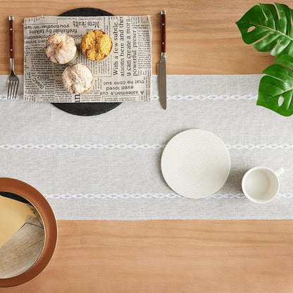 Braided Farmhouse Table Runner, Braided Light Grey 13x48 Inch, Cotton Linen - Image 4