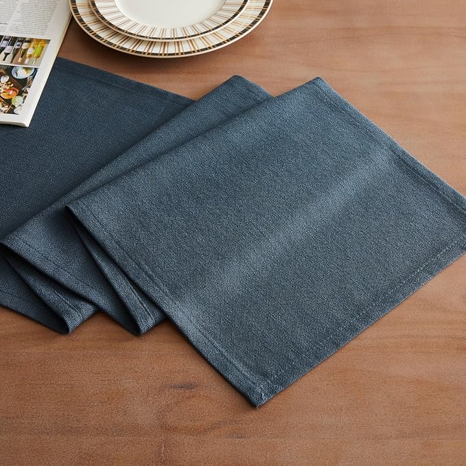 Rustic Cotton Linen Table Runner, 13x90 Inches Navy | Farmhouse Style Linen - Image 2