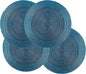 Lightnpro Glitz Beaded Charger Placemat - Turquoise Blue Placemat Set of 4, Handmade Round Table Mats - Christmas Xmas Dining Harvest Fall Holiday Celebration Festive Party Table Décor - 13 inch
