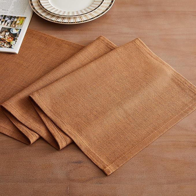 Rustic Cotton Linen Table Runner, 13x48 Inches Caramel | Farmhouse Style Linen - Image 2