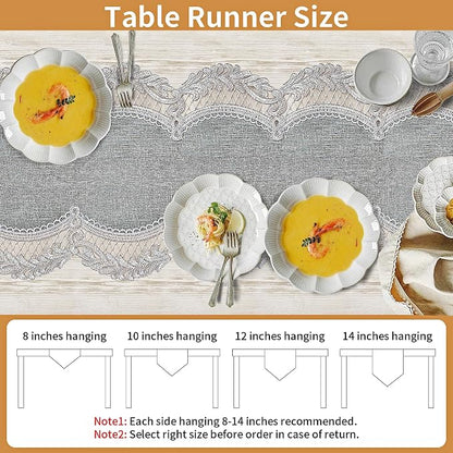 Elegant Vintage Lace Table Runner 72 inches Long Grey Silver - Image 7