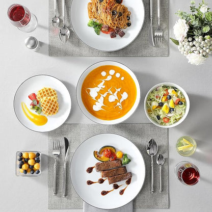 MALACASA 24-Piece Porcelain Dinnerware Set, - Image 6