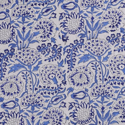 ATOSII Indigo Bloom 100% Cotton Rectangle Fall Tablecloth, Handblock Floral Linen Table Cloth for Dining Table I Parties Christmas Thanksgiving Grand Millennial Home Decor 72 X 140 Inches I 12 Seater