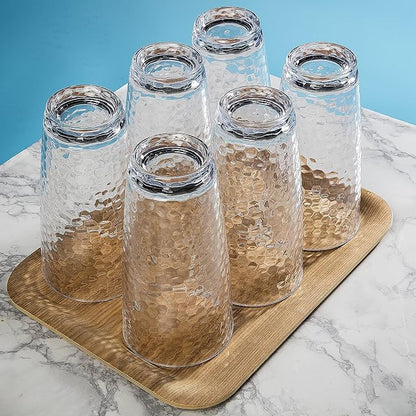 Unbreakable Plastic Tumbler Cups, Set of 6, Large Water Tumbler Set, 25 oz Highball Drinking Glasses (Clear)
