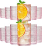 Khen Hobnail Beaded Highball Drinking Tumbler Glasses | Set of 12 | Pink Blush by Khen