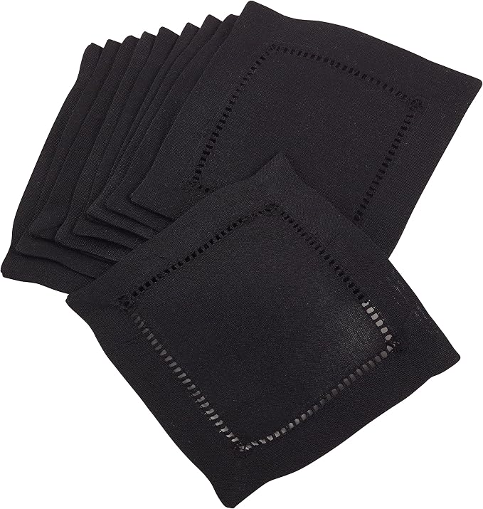 SARO LIFESTYLE Hemstitched Border Cocktail Napkin by SaroLifestyle