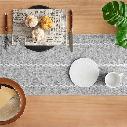 Braided Farmhouse Table Runner, Braided Charcoal 13x90 Inch, Cotton Linen Table - Image 4